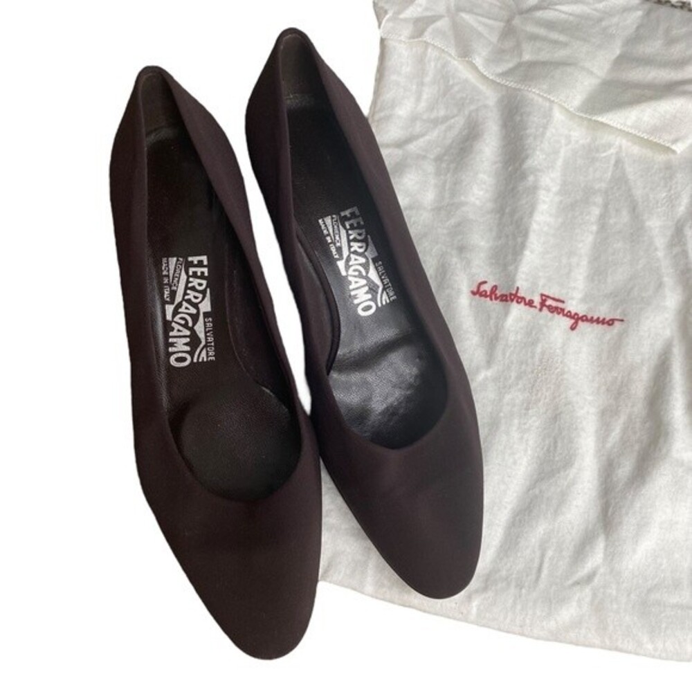 Salvatore Ferragamo Womens 7 Brown‎ Chunk Heel Pump Shoe